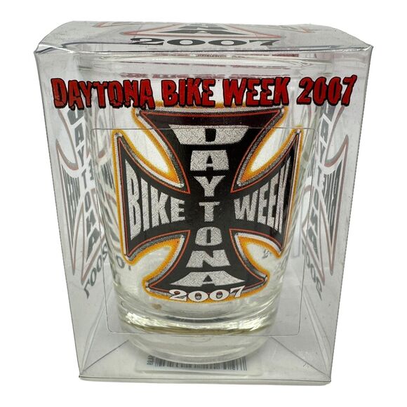 Daytona Beach Bike Week Cross Clear Shot Glass 2007 - Picture 2 of 5